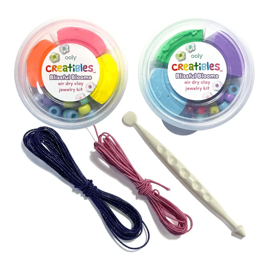 DIY sieradenpakket Creatibles Enchanted Flowers - luchtdroge plasticine - set van 6 kleuren en accessoires