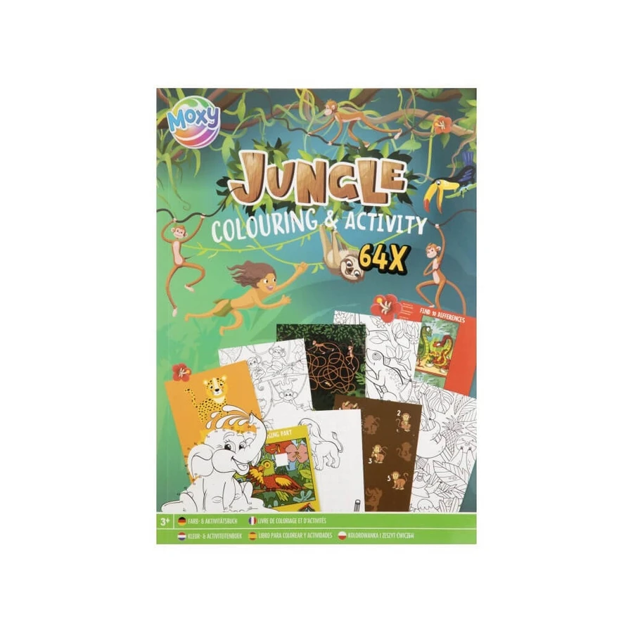 Kleurboek met activiteiten, Jungle, A4, 64 pagina's
