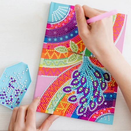 DIY set Mijn dagboek met pauw en diamanten