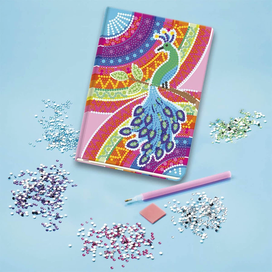 DIY set Mijn dagboek met pauw en diamanten