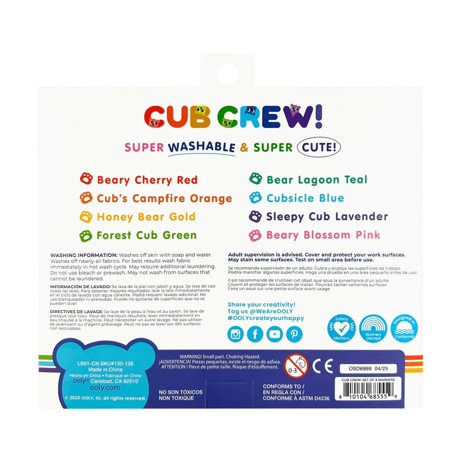 Cub Crew Washable Crayons - set of 8, Cub Crew