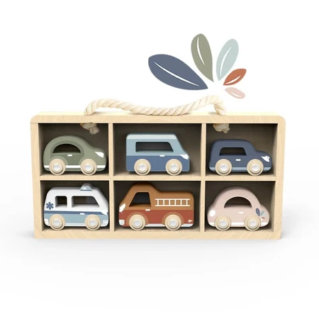 Set of 6 wooden cars, Speedy Monkey