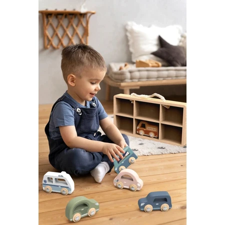 Set of 6 wooden cars, Speedy Monkey