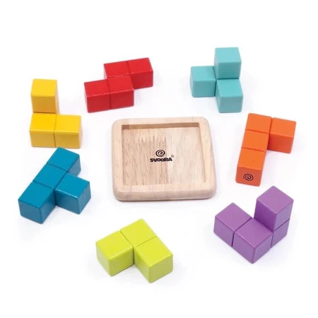 Kleurrijke 3D houten kubus puzzel, Svoora