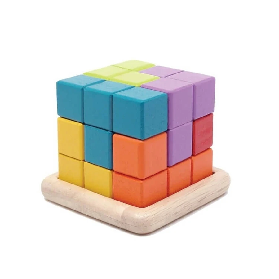 Kleurrijke 3D houten kubus puzzel, Svoora