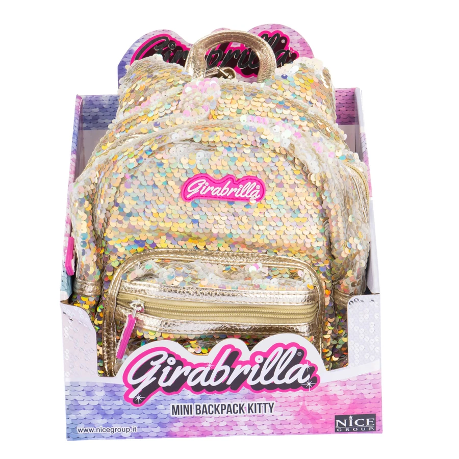 Girabrilla Kitty mini backpack with reversible sequins