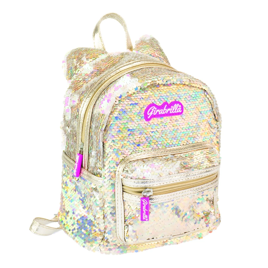 Girabrilla Kitty mini backpack with reversible sequins