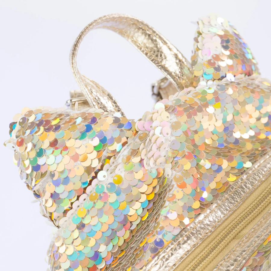 Girabrilla Kitty mini backpack with reversible sequins