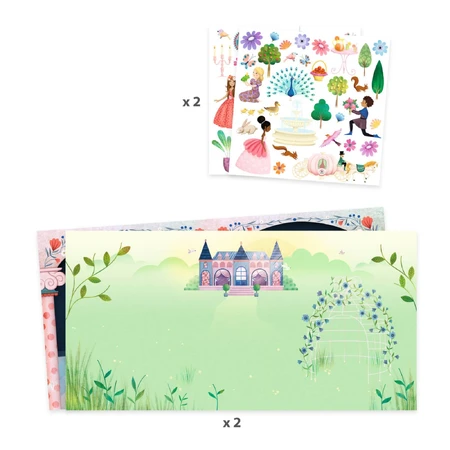 Planse cu abtibilduri repozitionabile Djeco, Viata la castel