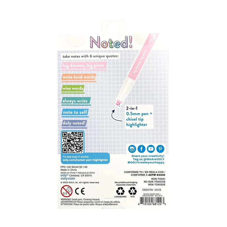 Noté ! - Marqueurs et stylos Microfino 2-en-1 - Lot de 6