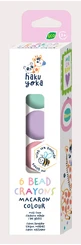 Set van 6 kralen waskrijtjes, Haku Yoka - Macarons kleuren