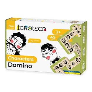 Jeu de dominos en bois - "Personnages" 45 pièces