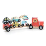 LKW mit Transportfahrzeugen - Stapelspielzeug aus Holz - Vilac