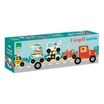 LKW mit Transportfahrzeugen - Stapelspielzeug aus Holz - Vilac
