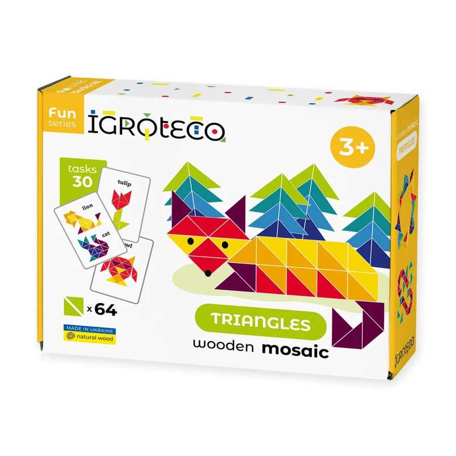 Mosaic wooden triangles 64 pieces