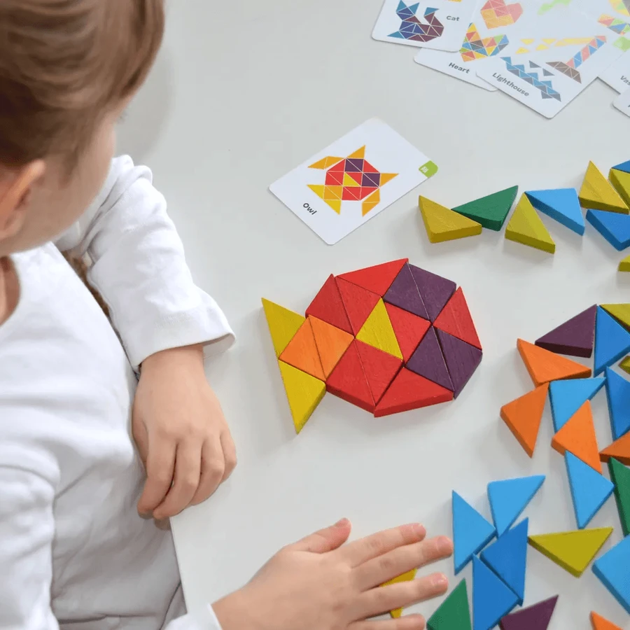 Mosaic wooden triangles 64 pieces