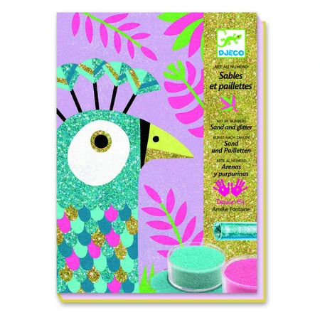 Creatieve workshop met zand en glitter, Vogels