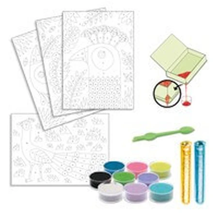 Creatieve workshop met zand en glitter, Vogels