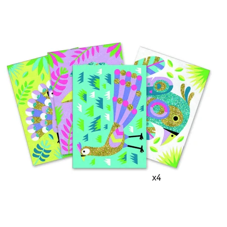 Creatieve workshop met zand en glitter, Vogels