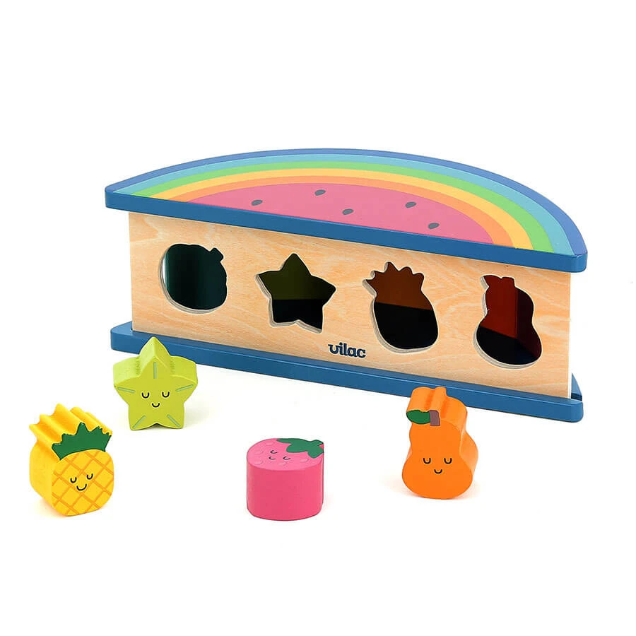 Wooden shape sorter game - Rainbow with fruit Andy Westface - Vilac