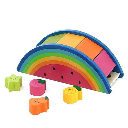 Wooden shape sorter game - Rainbow with fruit Andy Westface - Vilac