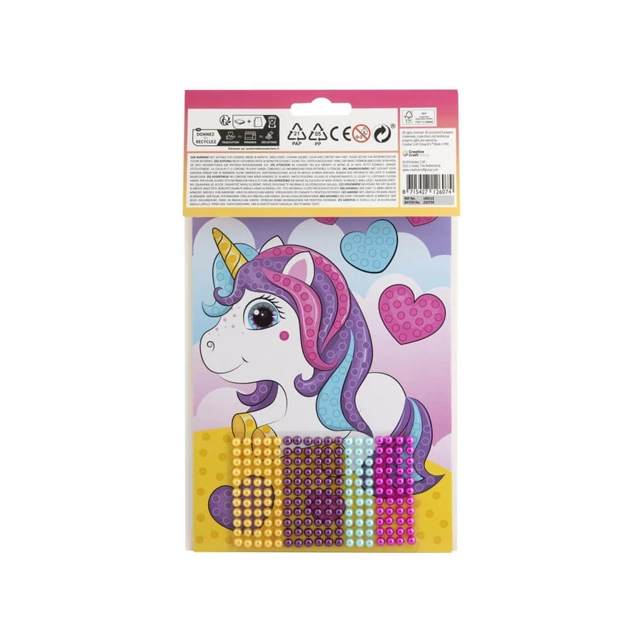Set créatif, Mosaïque de perles Peel and Stick, Bead Art, licorne, A5