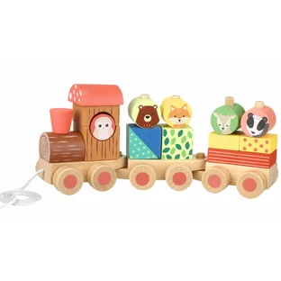 Train en bois avec formes et animaux, Orange Tree Toys