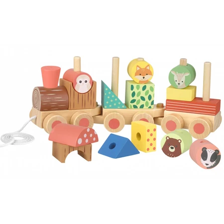 Train en bois avec formes et animaux, Orange Tree Toys