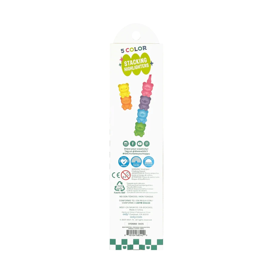 Auswechselbare Marker Bear Besties - Satz von 5 Neonfarben - Bear Besties