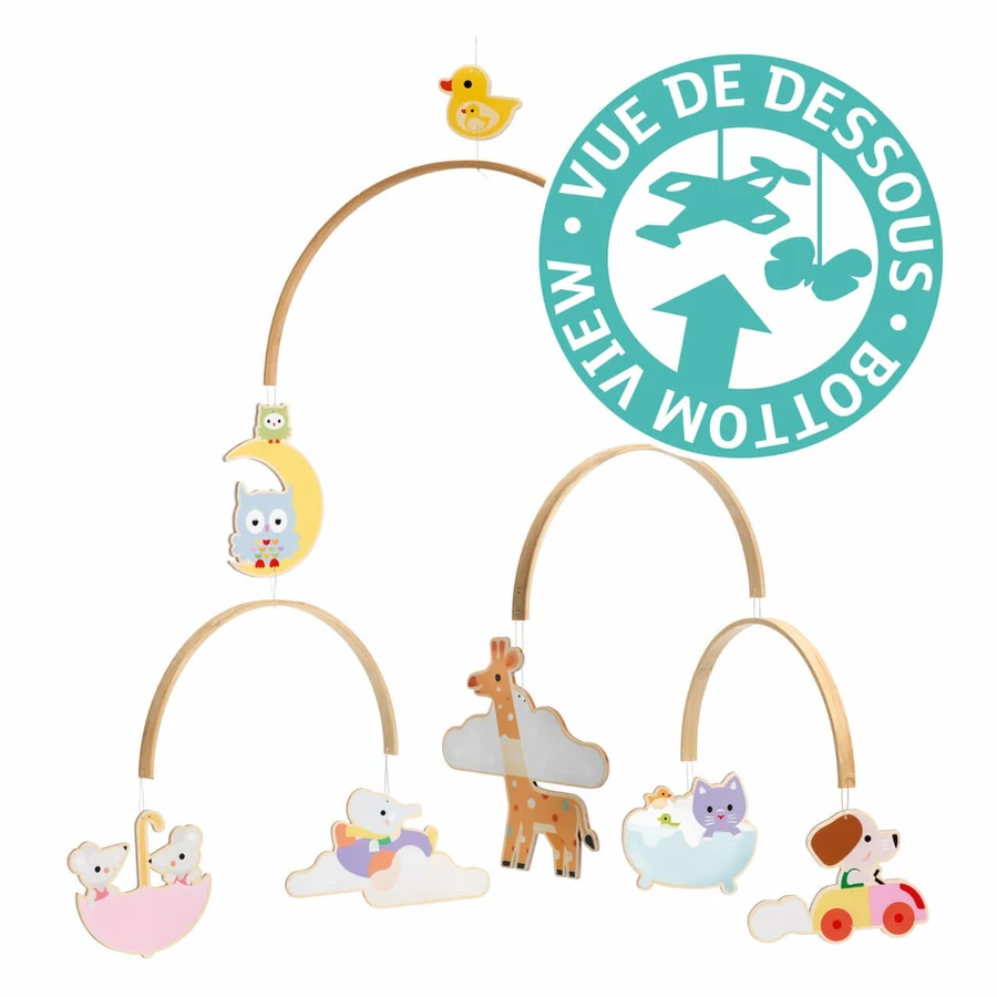 Wooden mobile decoration, animals