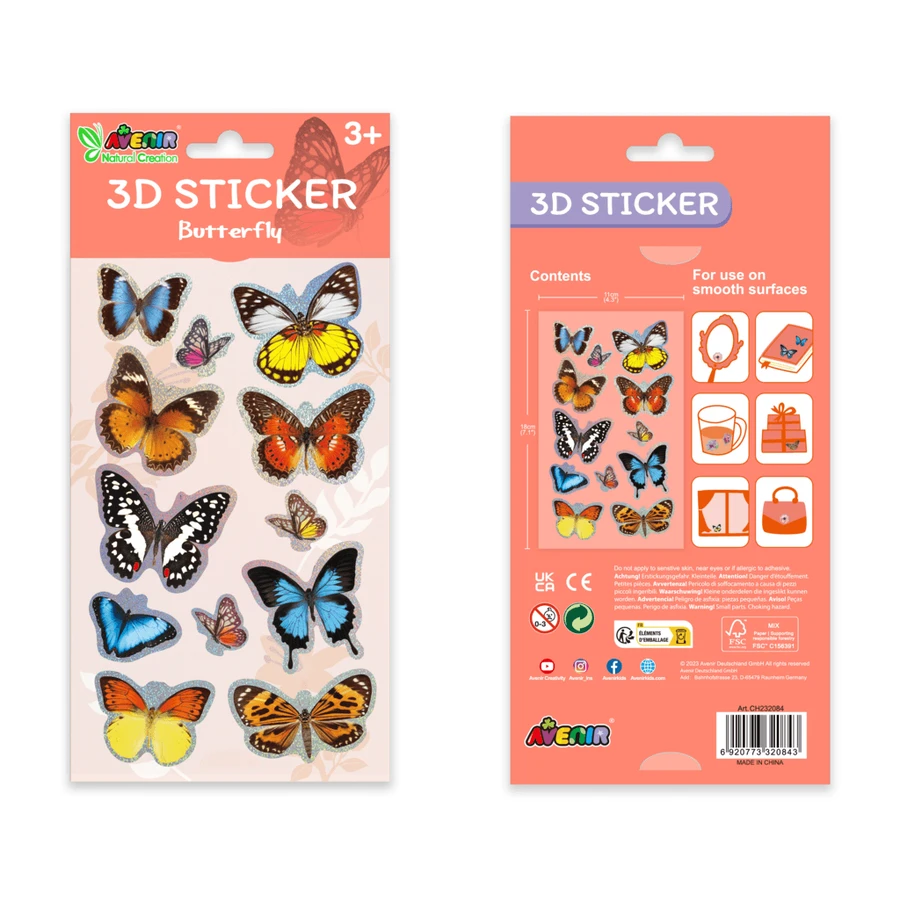 Stickers 3D - Papillons, collection Créations naturelles