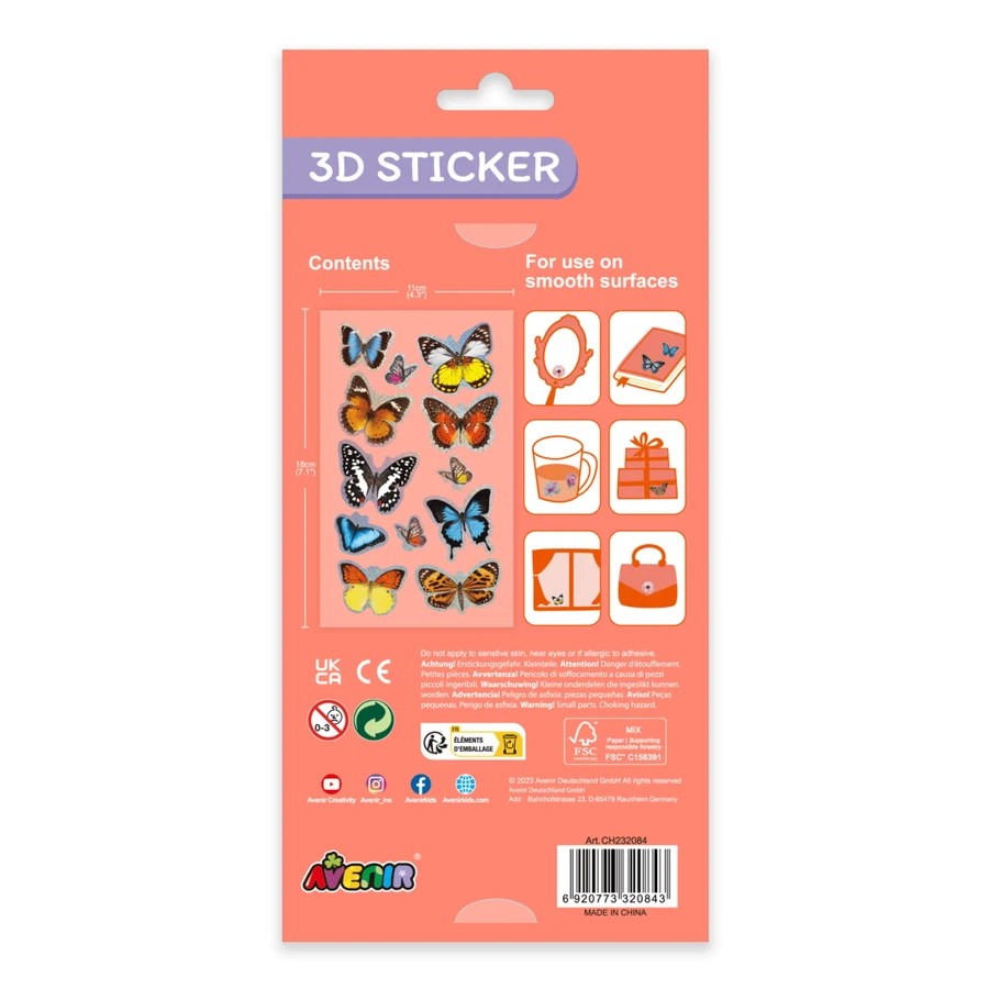 Stickers 3D - Papillons, collection Créations naturelles