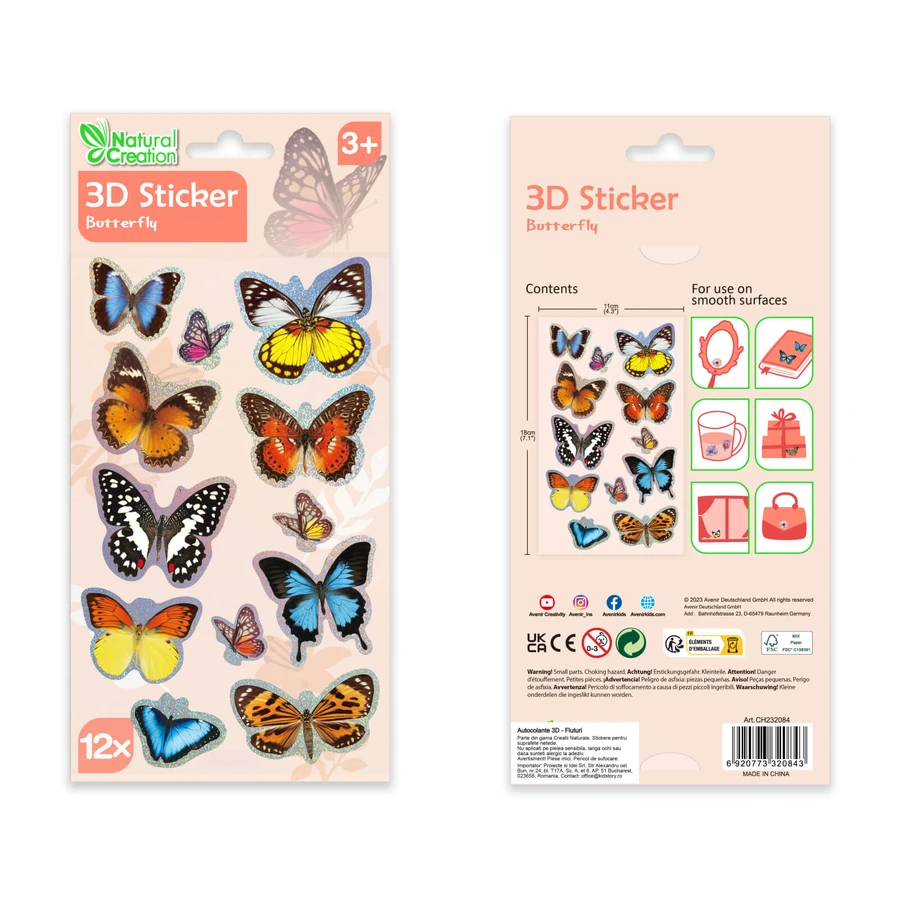 Stickers 3D - Papillons, collection Créations naturelles