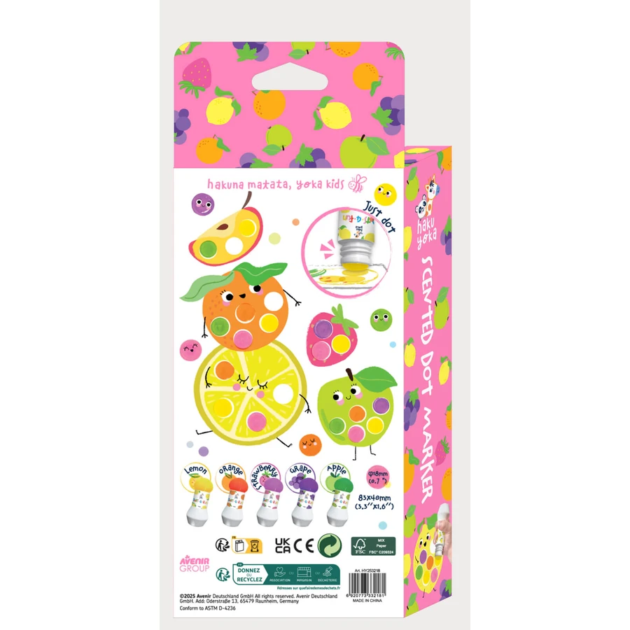 5er-Set Dots4Fun abwaschbare Cariocas - mit Fruchtduft, Haku Yoka