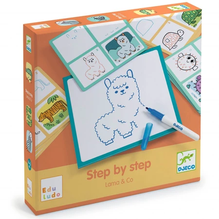 Game Eduludo Draw step by step Lama & co, Djeco
