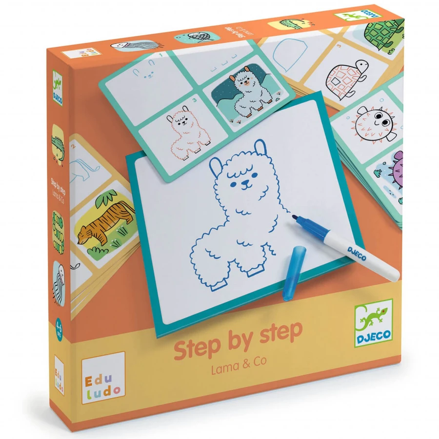Game Eduludo Draw step by step Lama & co, Djeco