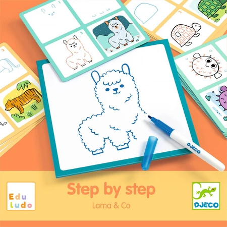 Game Eduludo Draw step by step Lama & co, Djeco
