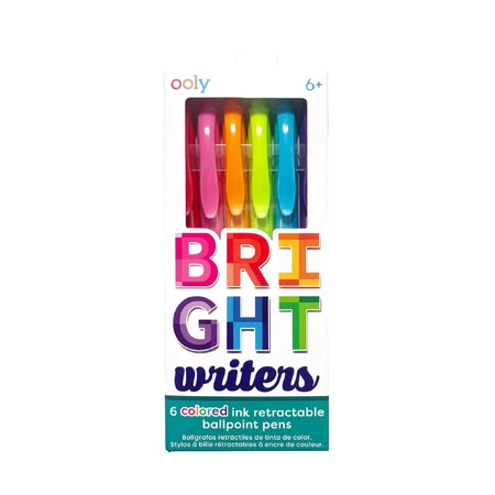 Juego de 6 bolígrafos de colores retráctiles Bright Writers