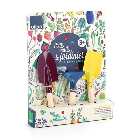 Juego de 3 herramientas de jardinería para niños - grada, pala y rastrillo - Vilac