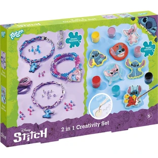 Set creativo DIY 2 en 1, Crea pulseras y figuritas de escayola, Disney Lilo y Stitch