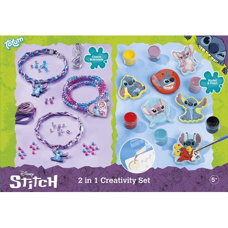 Set creativo DIY 2 en 1, Crea pulseras y figuritas de escayola, Disney Lilo y Stitch
