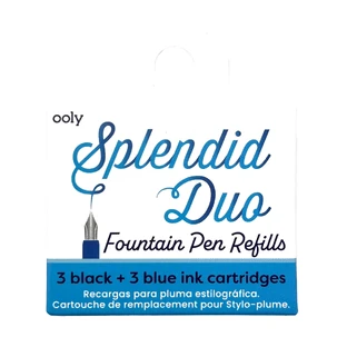 Recharges pour stylos Splendid - encre bleue et noire, lot de 6
