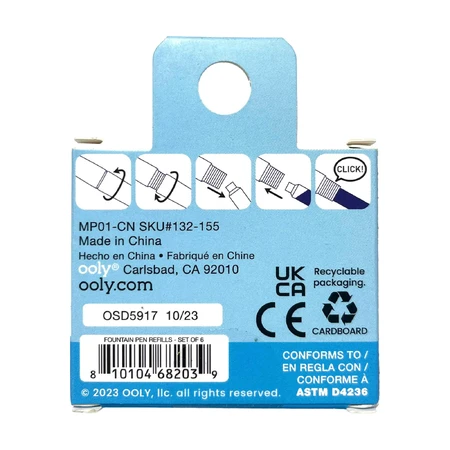 Recharges pour stylos Splendid - encre bleue et noire, lot de 6