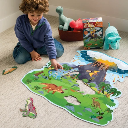 Puzzle de suelo de la isla de los dinosaurios, Puzzle de suelo de la isla de los dinosaurios, Reino apacible