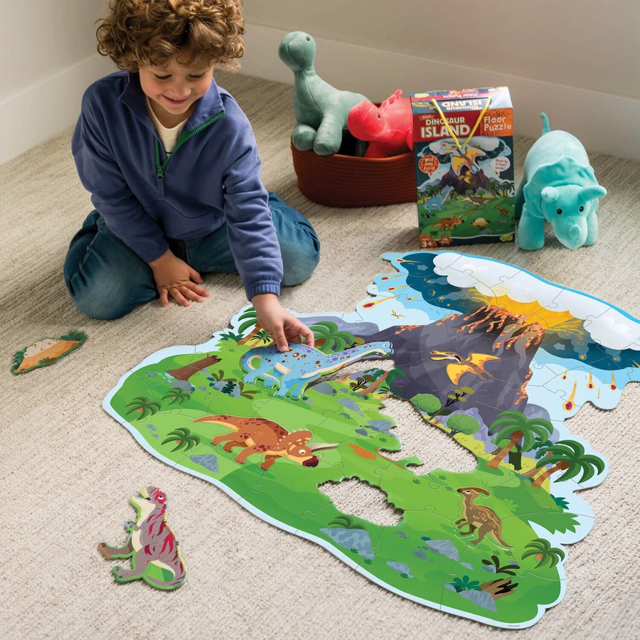 Puzzle de suelo de la isla de los dinosaurios, Puzzle de suelo de la isla de los dinosaurios, Reino apacible