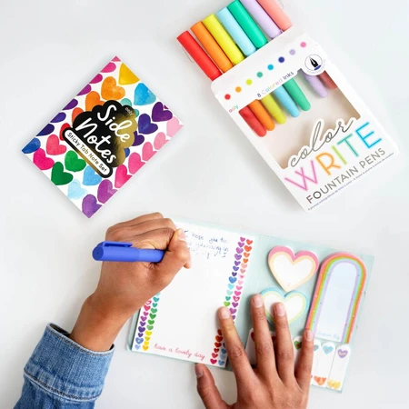 Self-adhesive index and note set - Rainbow hearts