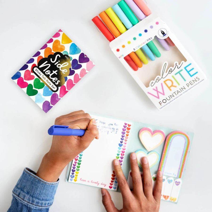 Self-adhesive index and note set - Rainbow hearts