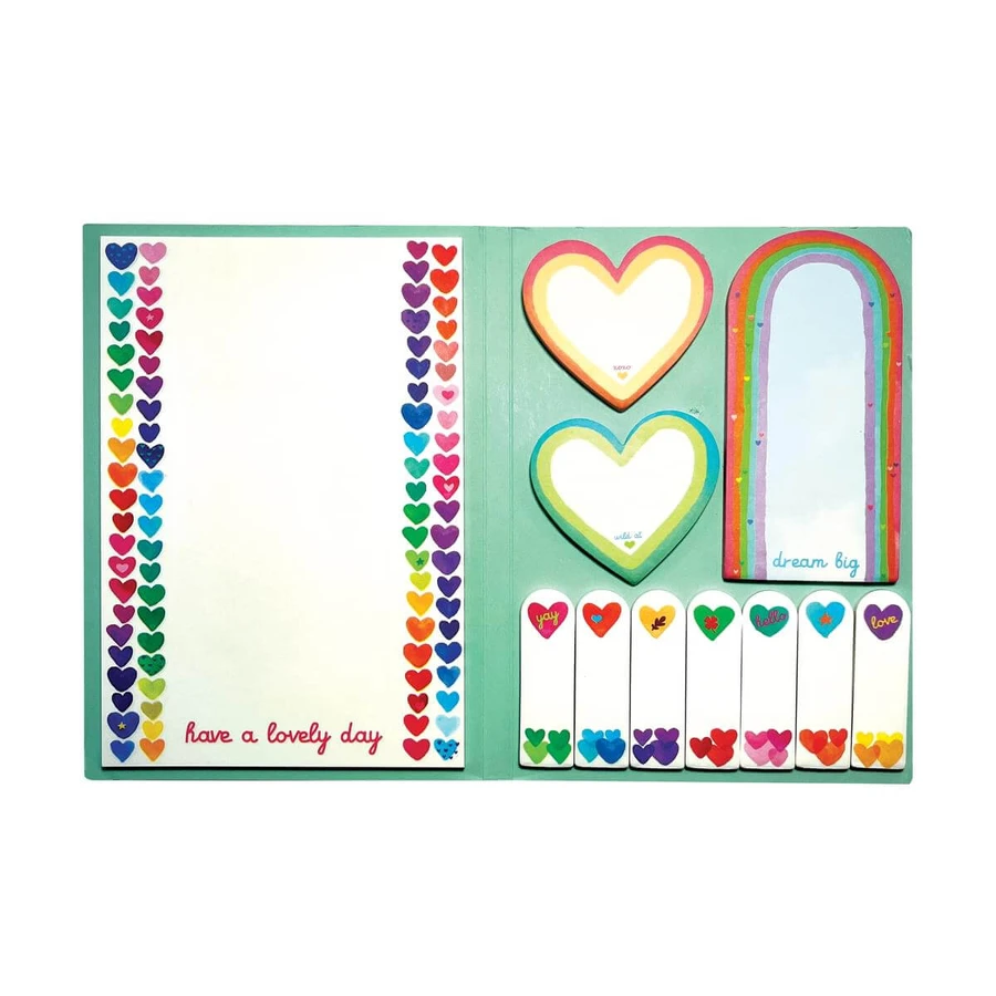 Self-adhesive index and note set - Rainbow hearts