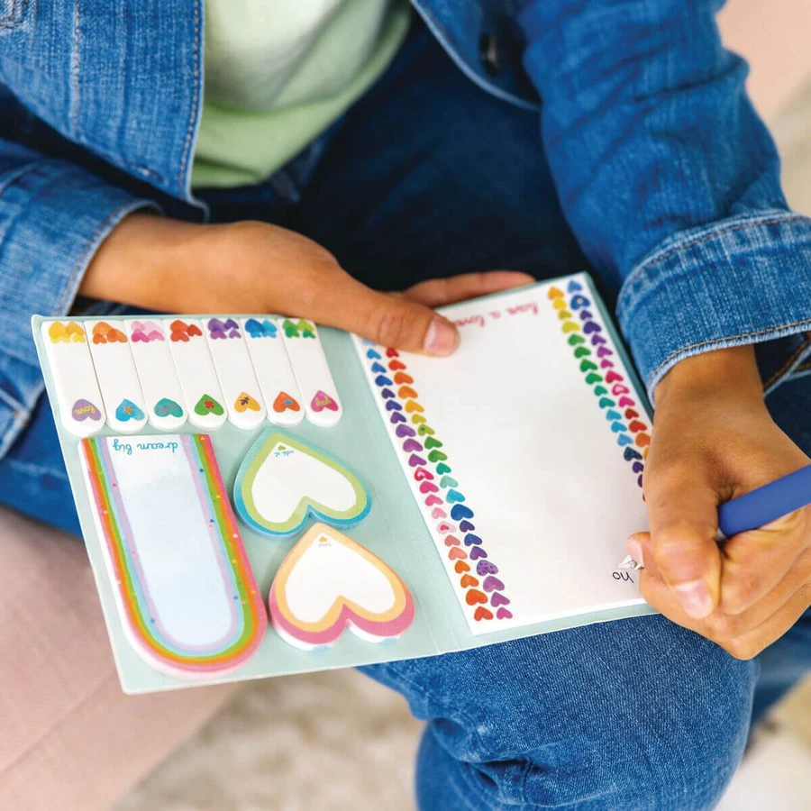 Self-adhesive index and note set - Rainbow hearts