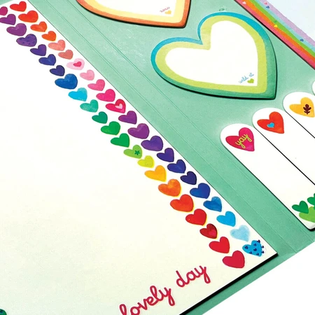 Self-adhesive index and note set - Rainbow hearts